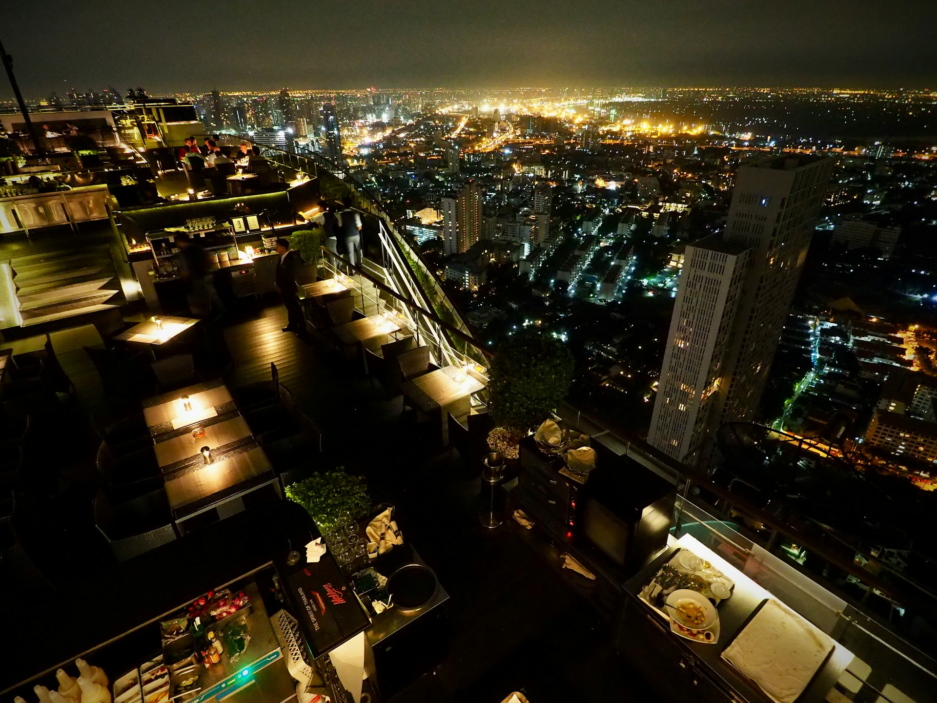 Rooftop fine dining Bangkok night